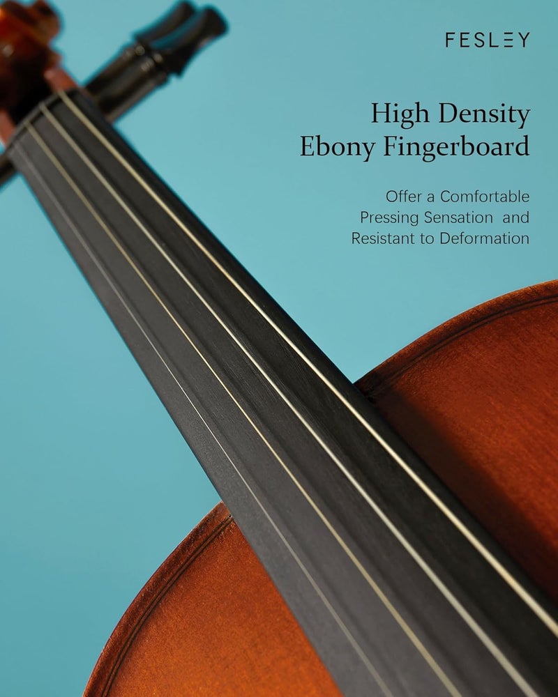 Fesley Violin Fiddle Full Set: 4/4 Matt Violin Kit for Beginners, Acoustic Violin with Hard Case, Solidwood Hand Made Starter Kit with Bow, Rosin, Shoulder Rest, Tuner, Extra Strings - Image 4